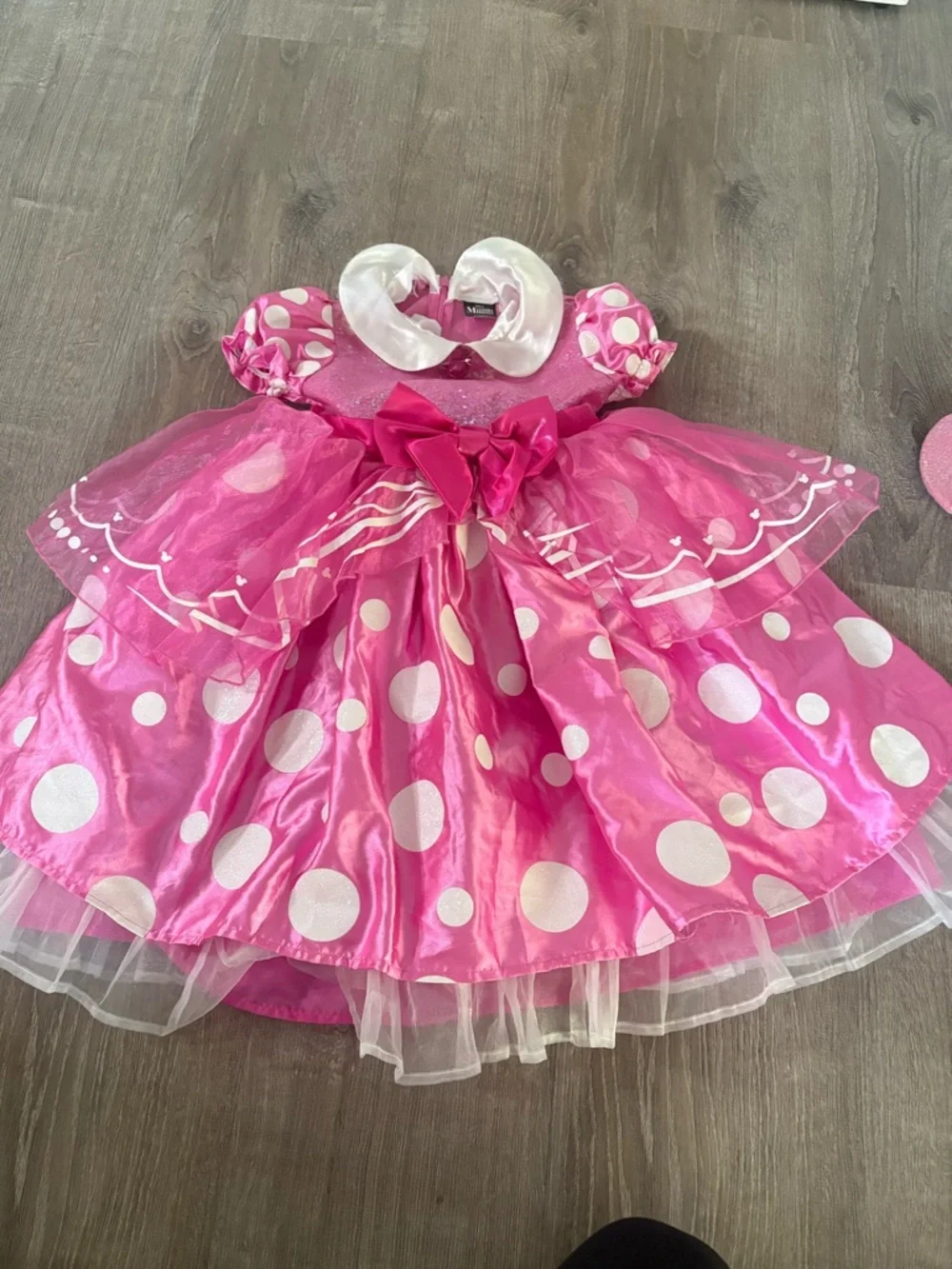 Disney. Minnie Mouse Sparkling Pink Polka Dot  Costume Dress with Matching Ears. - Picture 4 of 4